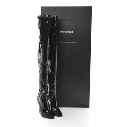 Saint Laurent Latex Ayalah 110 Over The Knee Boots 38 Black 7 of 7