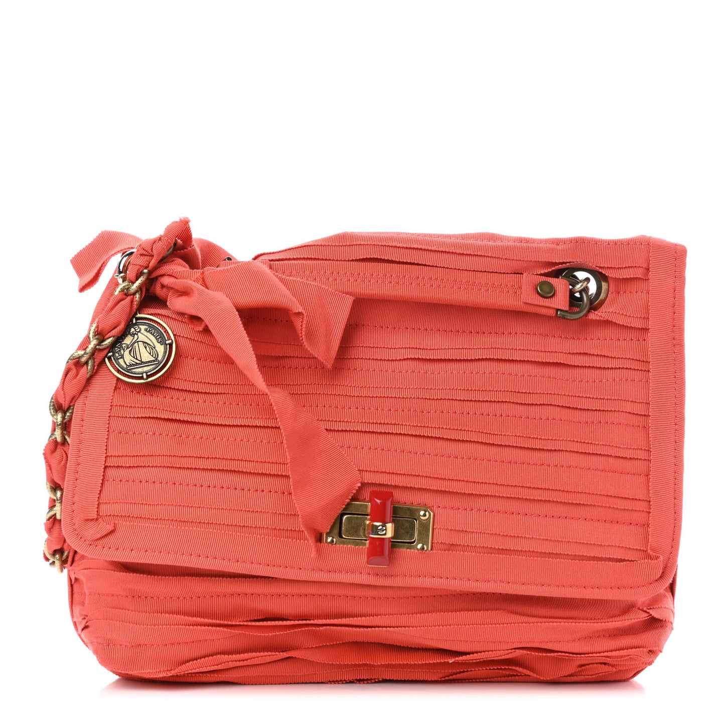 Canvas Pleated Happy Square Shoulder Bag Orange