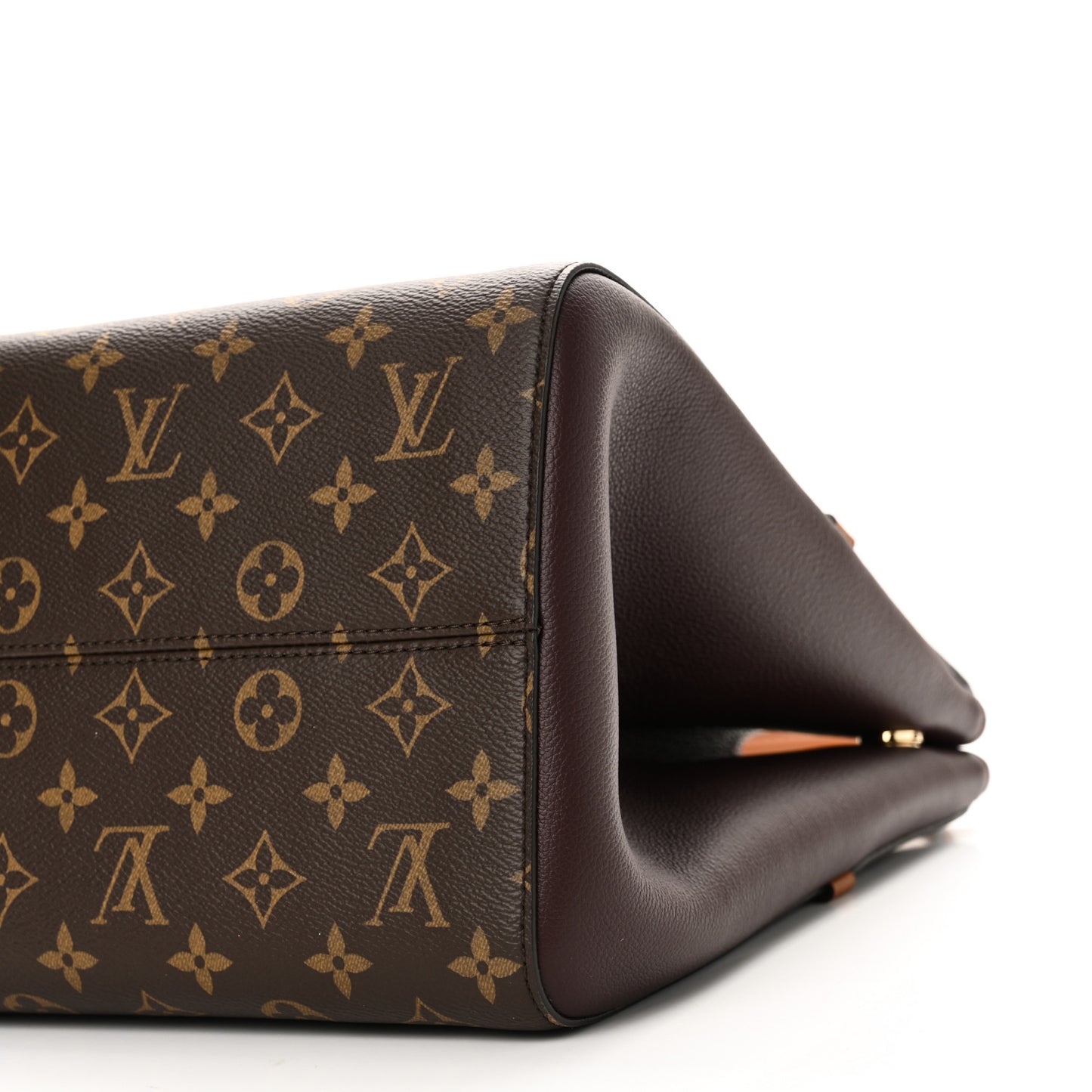 Calfskin Monogram Fold Tote MM Black Wine Cream