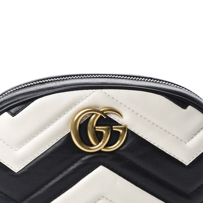 Gucci Calfskin Matelasse GG Marmont Belt Bag 85 34 Black White 10 of 10