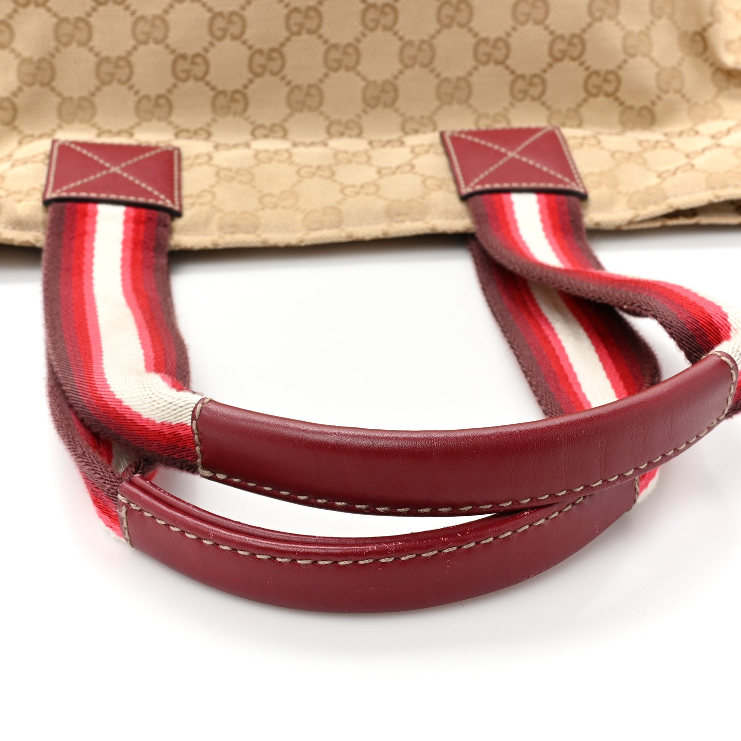 Gucci GG Monogram Large Web Handle Bucket Tote Red 19 of 19
