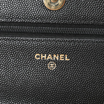 Chanel Shiny Caviar Quilted Strass CC Wallet On Chain WOC Black 6 of 11