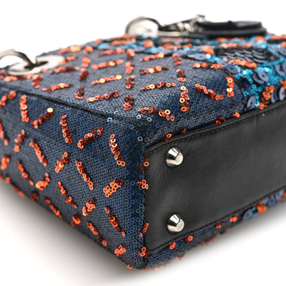 Christian Dior Sequin Lambskin Esprit Tokyo Mini Lady Dior Blue Multicolor 8 of 9