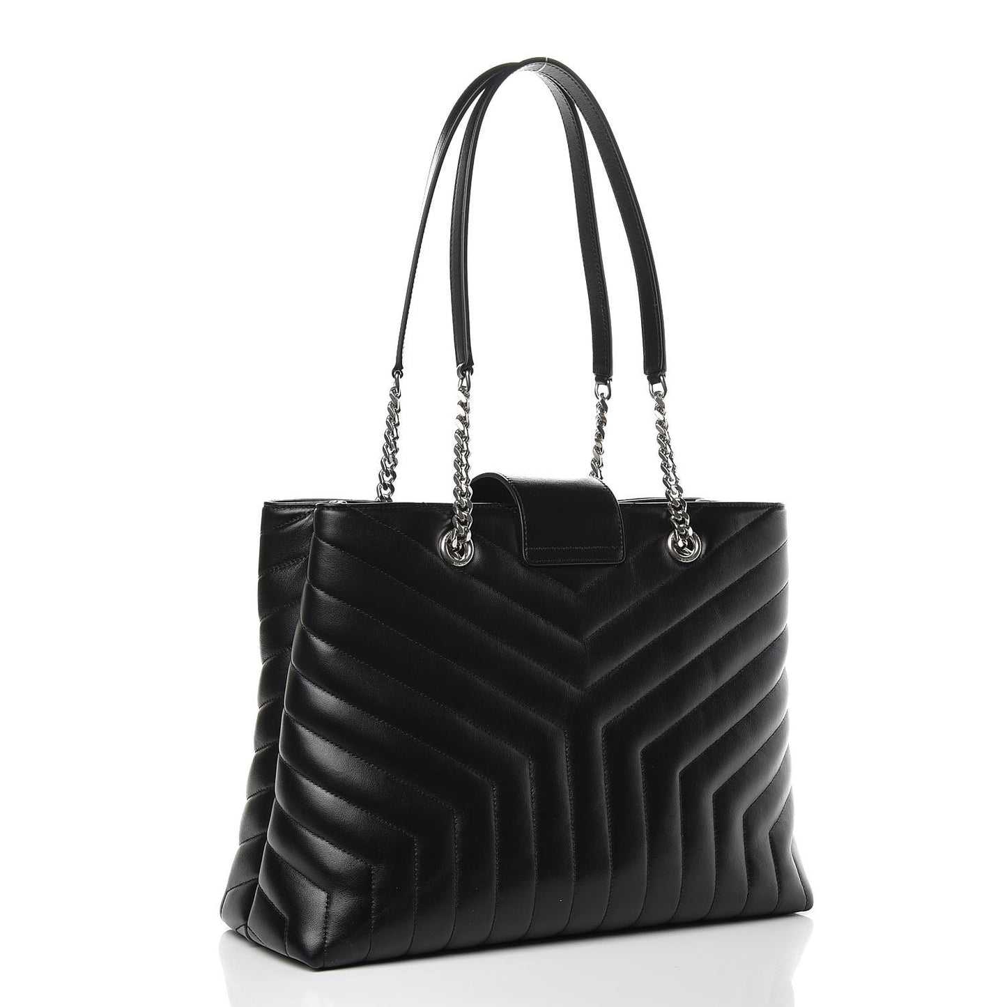 Calfskin Y Quilted Monogram Large Loulou Shopper Black