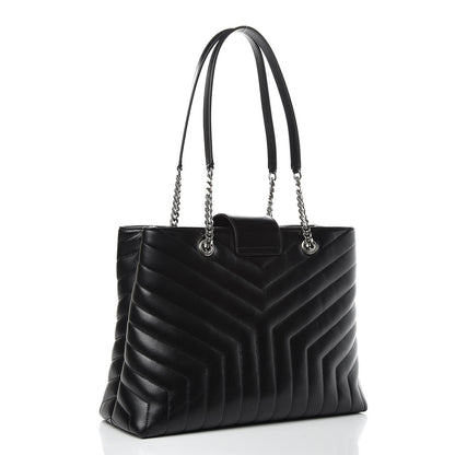 Saint Laurent Calfskin Y Quilted Monogram Large Loulou Shopper Black 10 of 10
