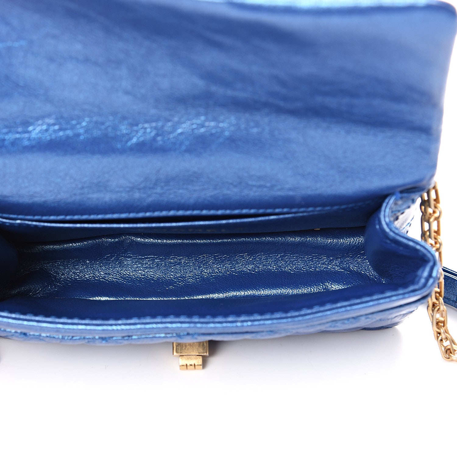 Chanel Metallic Aged Calfskin Quilted 2.55 Reissue Flap Belt Bag Blue 4 of 10