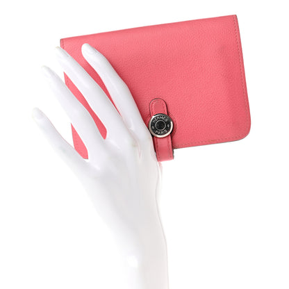 Hermes Evercolor Dogon Compact Wallet Rose Azalee 2 of 11