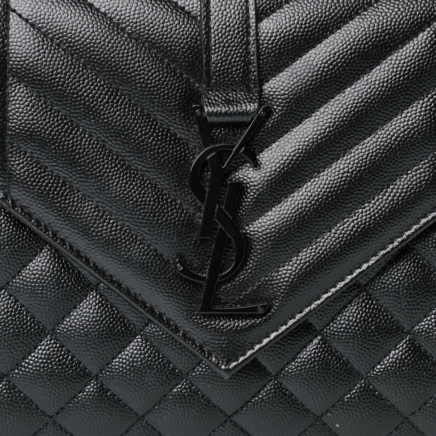 Grain De Poudre Textured Mixed Matelasse Triquilt Medium Monogram Satchel Black