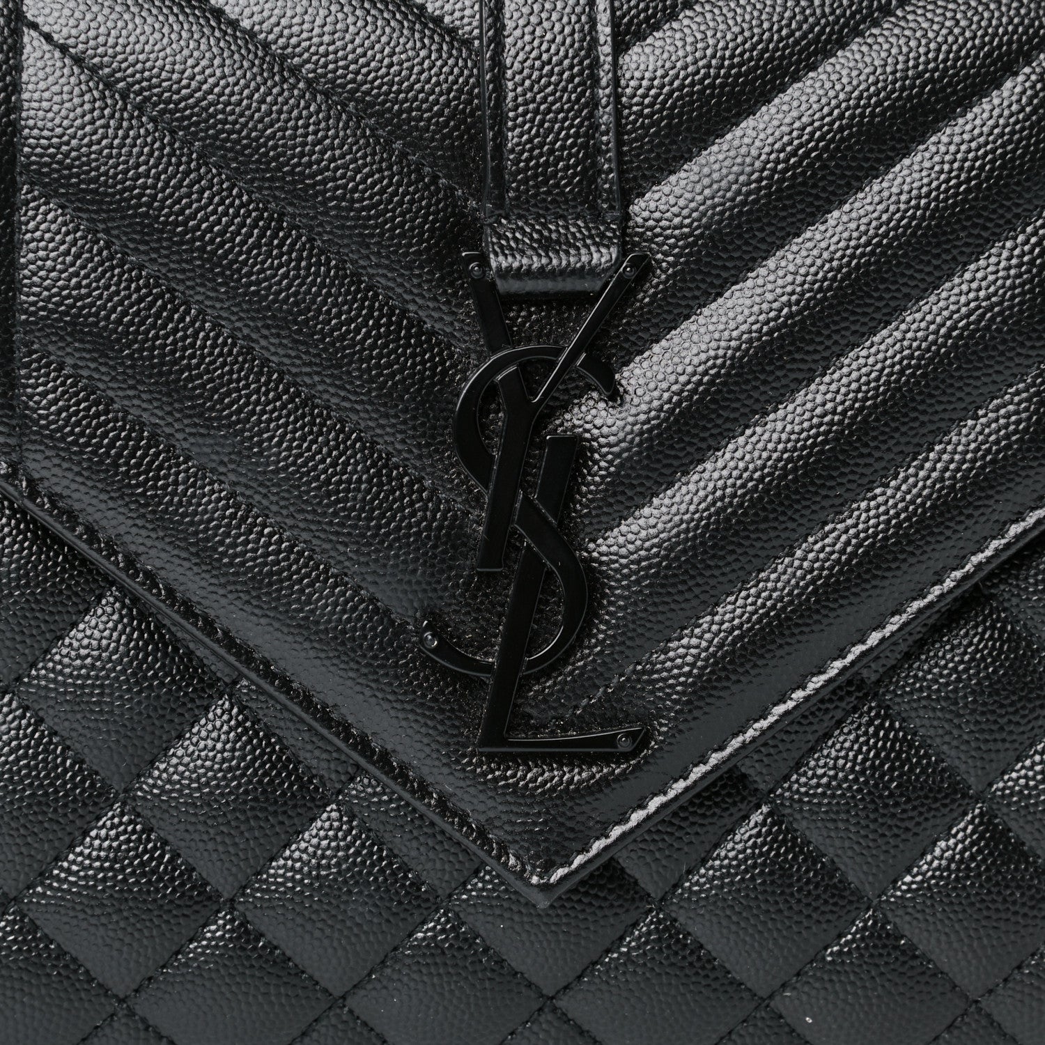 Saint Laurent Grain De Poudre Textured Mixed Matelasse Triquilt Medium Monogram Satchel Black 5 of 13