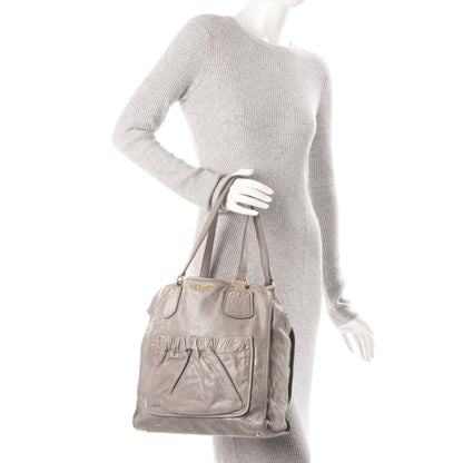 Miu Miu Vitello Lux Gathered Tote Nube 2 of 7