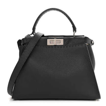 Fendi Cuoio Romano Selleria Bi-Color Medium Peekaboo Iconic Satchel Asfalto Latte 1 of 11