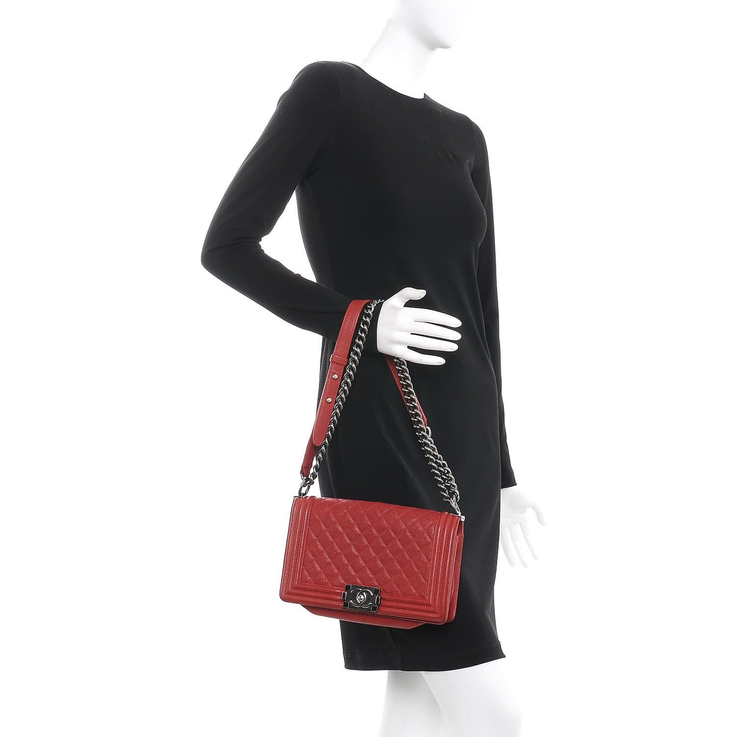 Chanel Caviar Quilted Medium Boy Flap Red 3 of 12