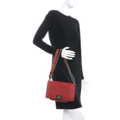 Chanel Caviar Quilted Medium Boy Flap Red 3 of 12