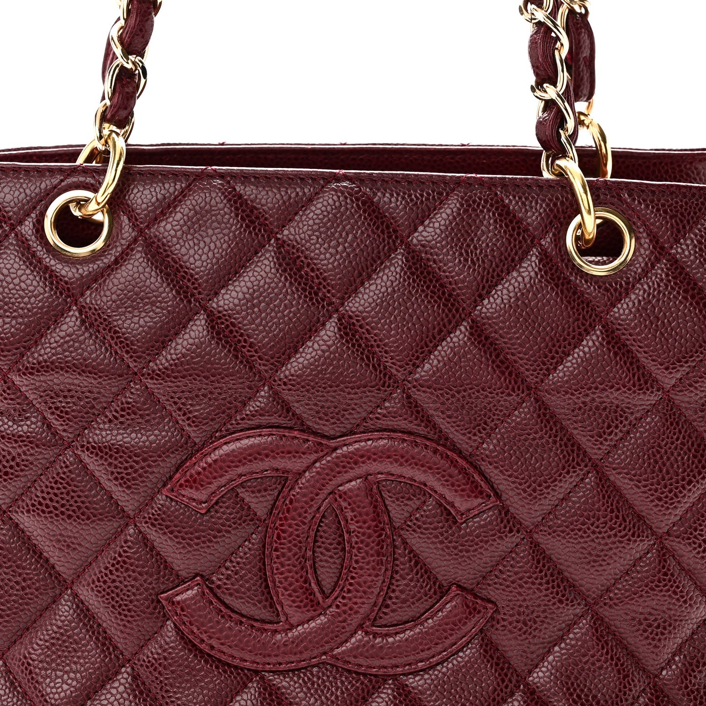 Caviar Quilted Petit Timeless Tote PTT Burgundy