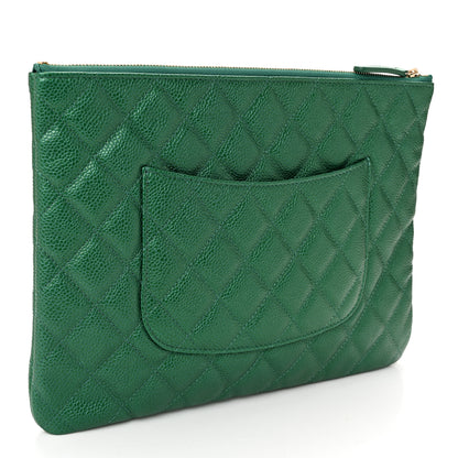 Chanel Metallic Caviar Quilted Medium Cosmetic Case Green 3 of 7