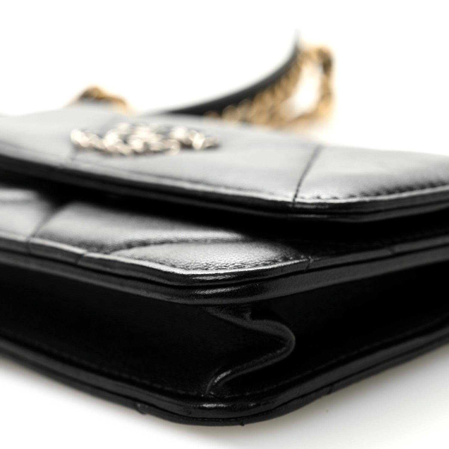 Chanel Lambskin Quilted Chanel 19 Flap Phone Holder With Chain