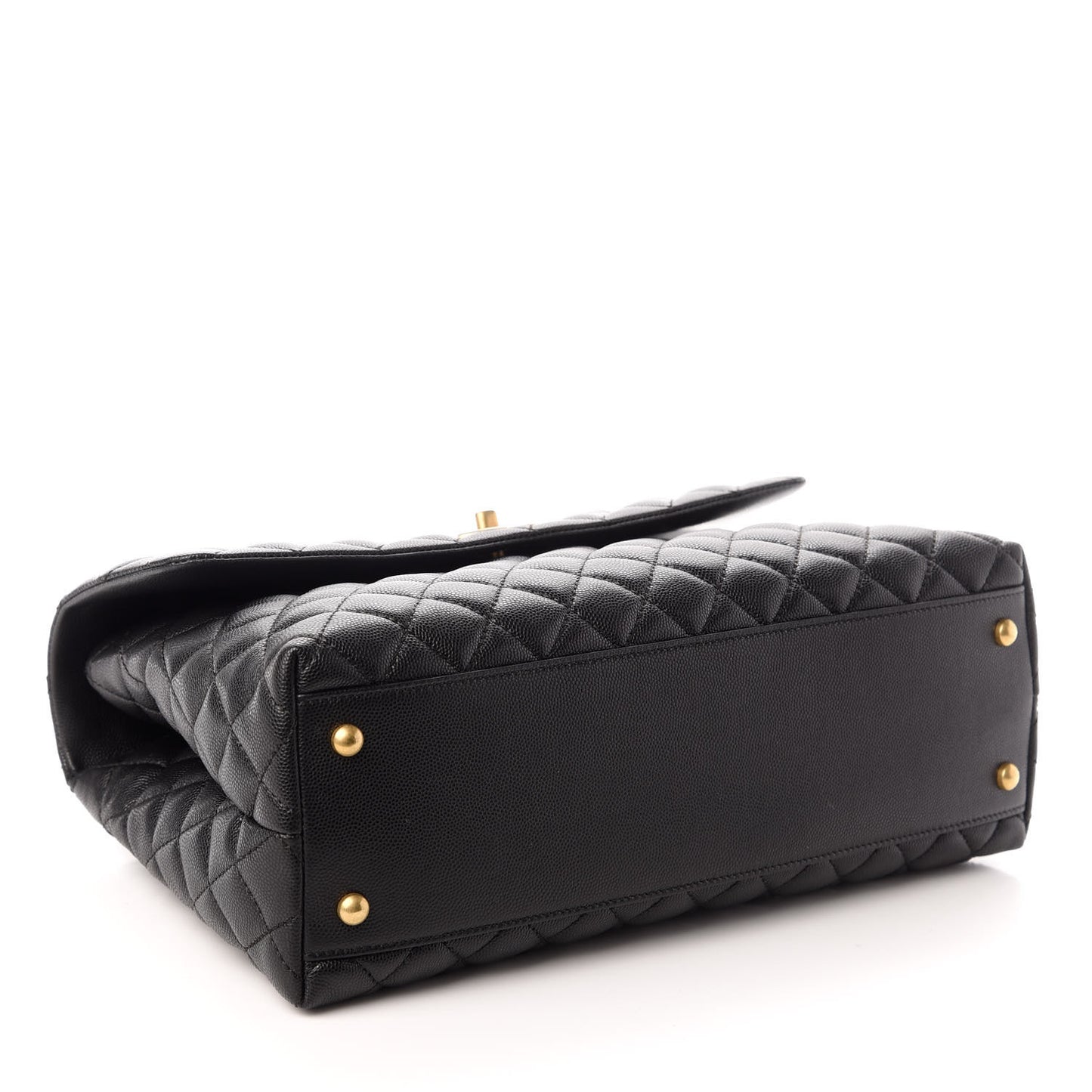 Caviar Quilted Medium Coco Handle Flap Black
