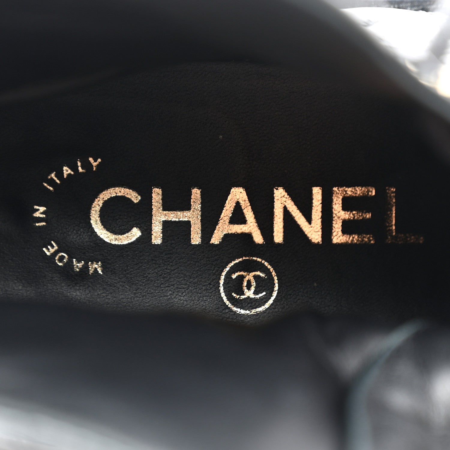 Chanel Shiny Calfskin Quilted Lace Up Combat Boots 35.5 Black 8 of 11