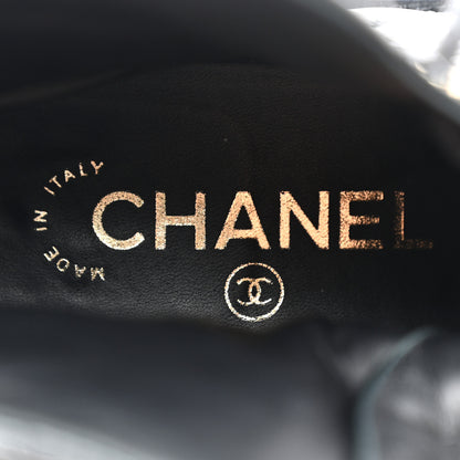 Chanel Shiny Calfskin Quilted Lace Up Combat Boots 35.5 Black 8 of 11