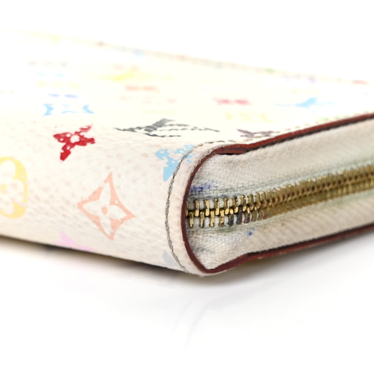 Louis Vuitton Monogram Multicolor Zippy Coin Purse Wallet White Litchi 8 of 10