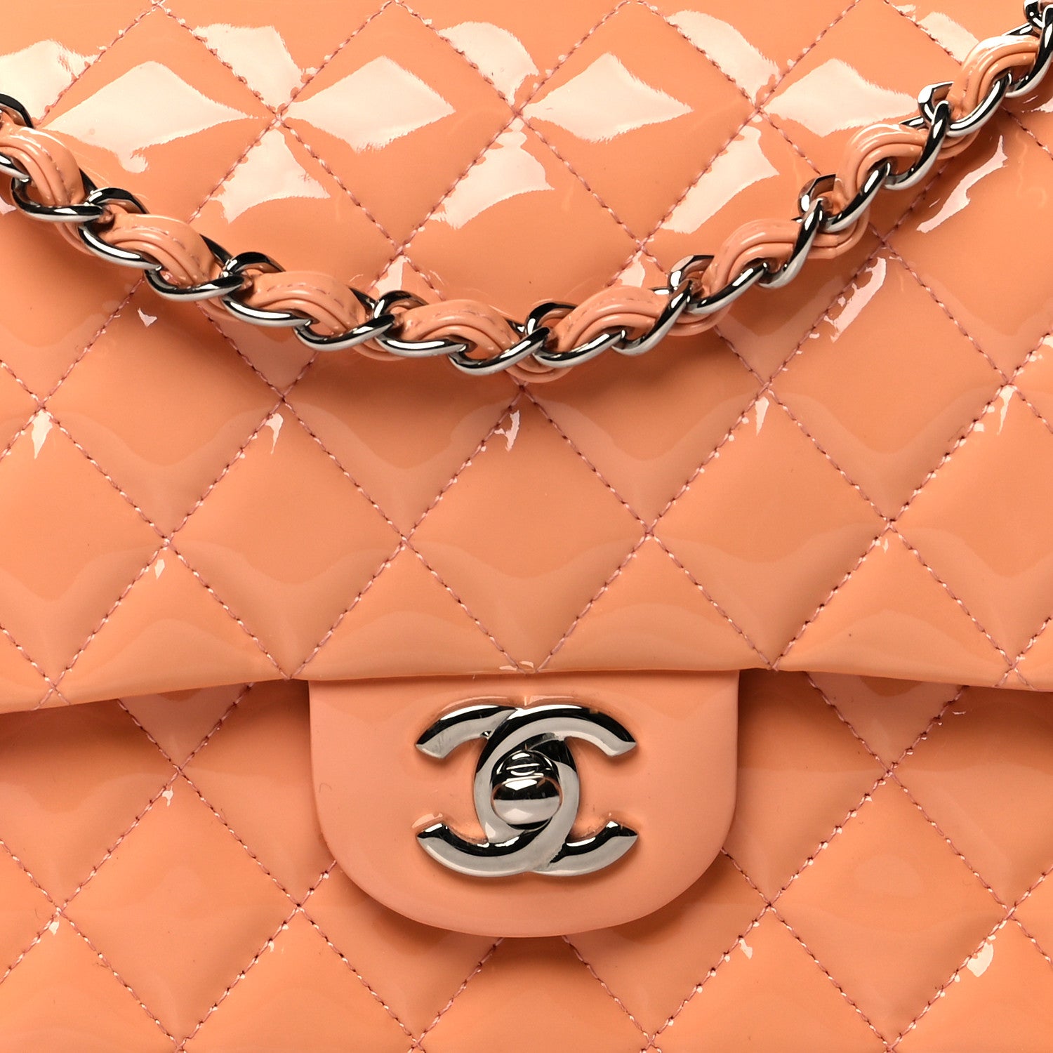 Chanel Patent Quilted Medium Double Flap Light Pink 8 of 10