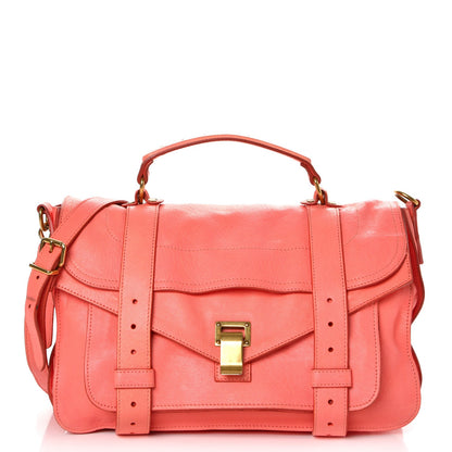 Proenza Schouler Lambskin Medium PS1 Satchel Neon Coral 1 of 19