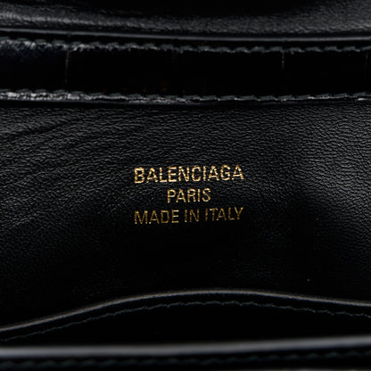 Balenciaga Shiny Calfskin Crocodile Embossed Mini Rodeo Top Handle Handbag Black 9 of 17