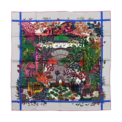 Hermes Silk Jardins D Hiver Scarf 90 Gris Vert Rose 1 of 6