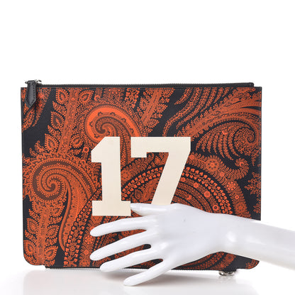 Givenchy Calfskin Paisley Print Medium Clutch Orange Black 2 of 8