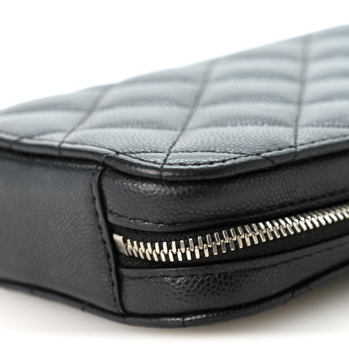 Caviar Quilted Phone Holder Wallet On Chain WOC Black