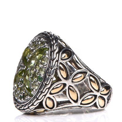 John Hardy Sterling Silver 18K Yellow Gold Peridot Tsavorite Batu Kawung Ring 52 6 3 of 5