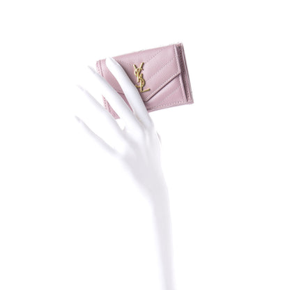 Saint Laurent Grain De Poudre Matelasse Chevron Monogram Tiny Wallet Tender Pink 2 of 10