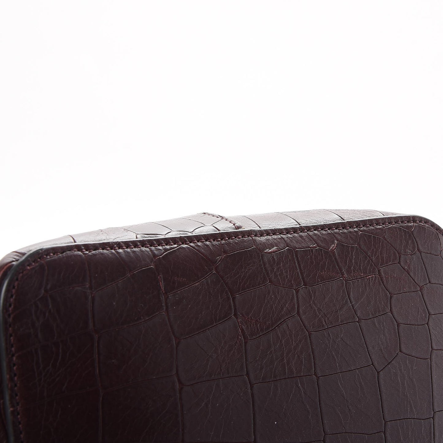 Deep Calfskin Crocodile Embossed Kite Bucket Bag Oxblood