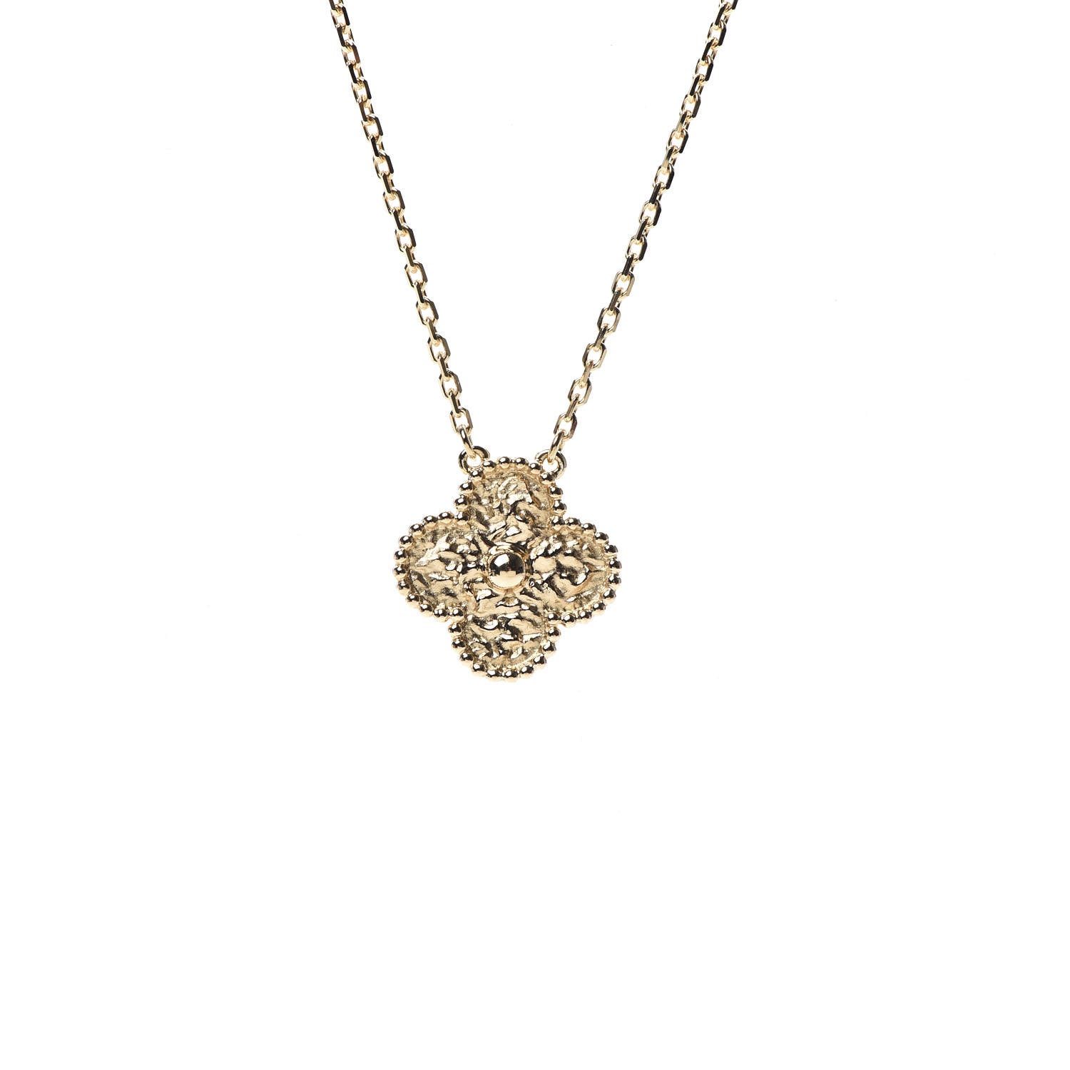 Van Cleef & Arpels 18K Yellow Gold Vintage Alhambra Pendant Necklace 4 of 7