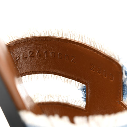 Hermes Denim Oran Fringe Sandals 37 Bleu Clair 7 of 9