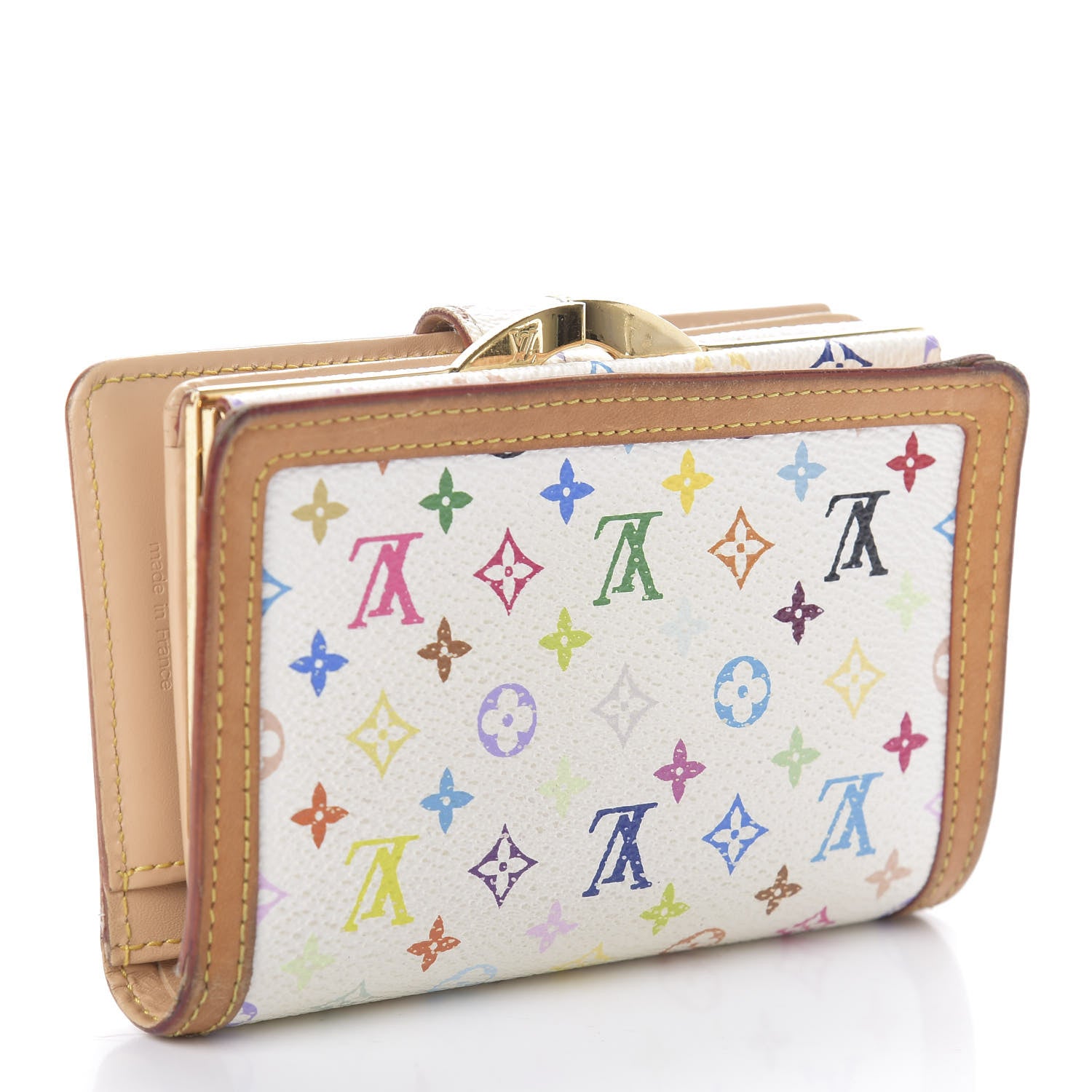 Louis Vuitton Monogram Multicolor French Purse Wallet White 3 of 6