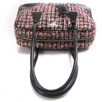Prada Tweed Vitello Logo Bowler Red 6 of 12