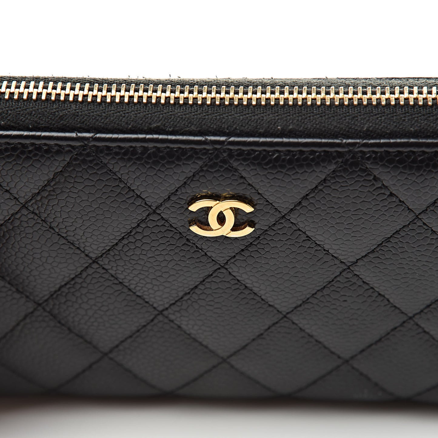 Caviar Quilted Large Gusset Zip Around Wallet Black