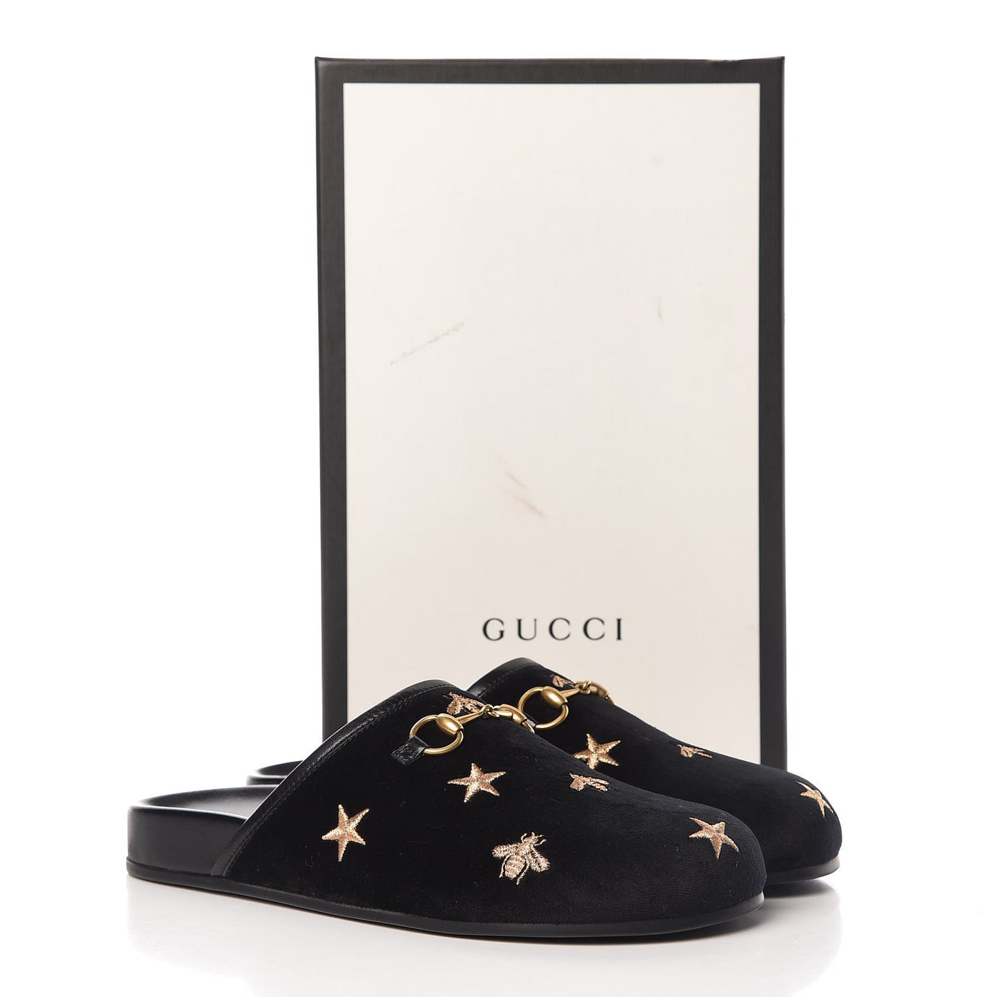 Softy Velvet Malaga Kid Bee Star Embroidered Womens Horsebit River Slippers 37 Black