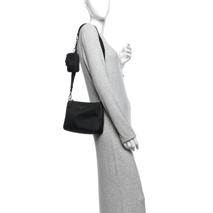 Prada Re-Nylon Saffiano Pocket Zippered Shoulder Bag Black 2 of 13