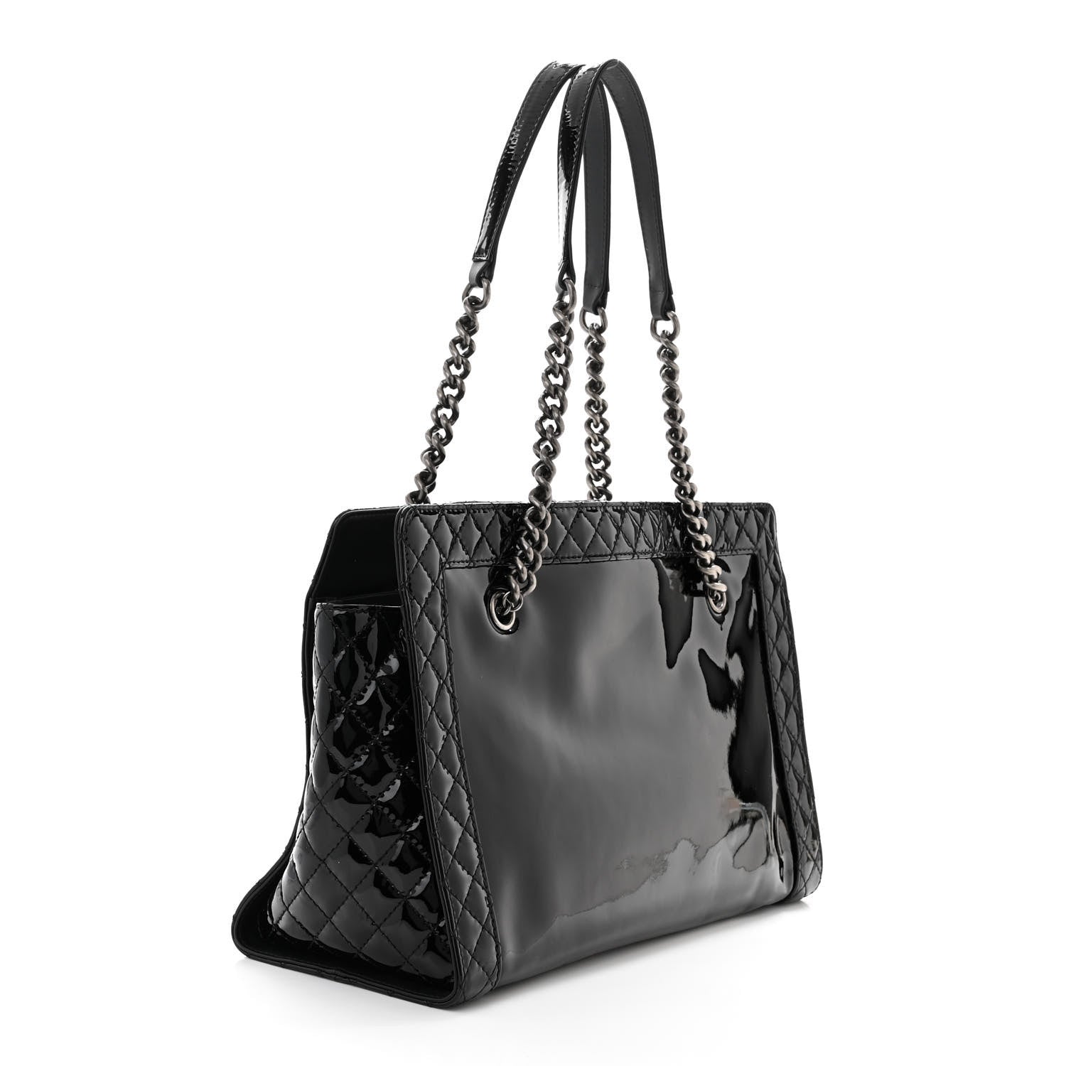 Chanel Patent Quilted Reverso Boy Tote Black 3 of 10