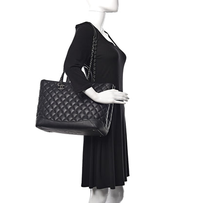 Chanel Calfskin Quilted Large Easy Shopping Tote Black 2 of 11