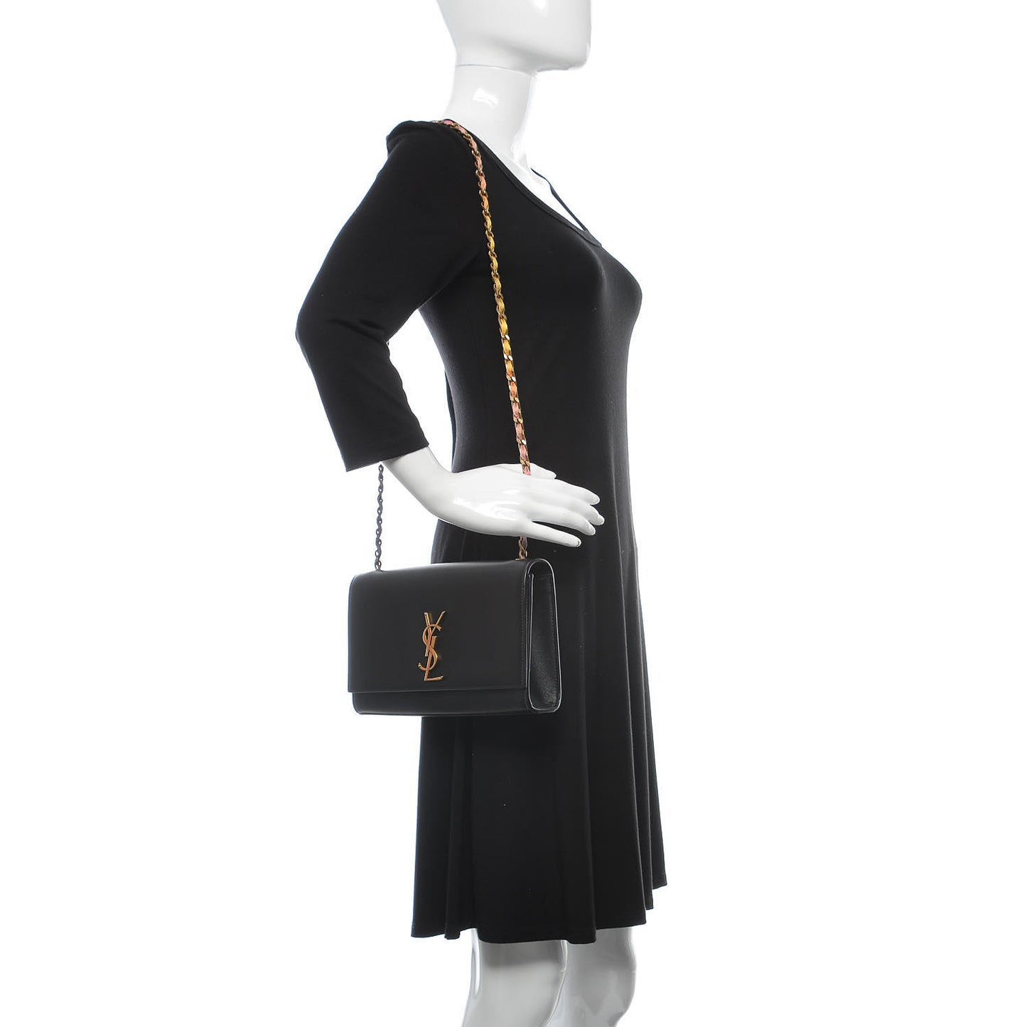 Calfskin Medium Monogram Kate Satchel Black Multicolor