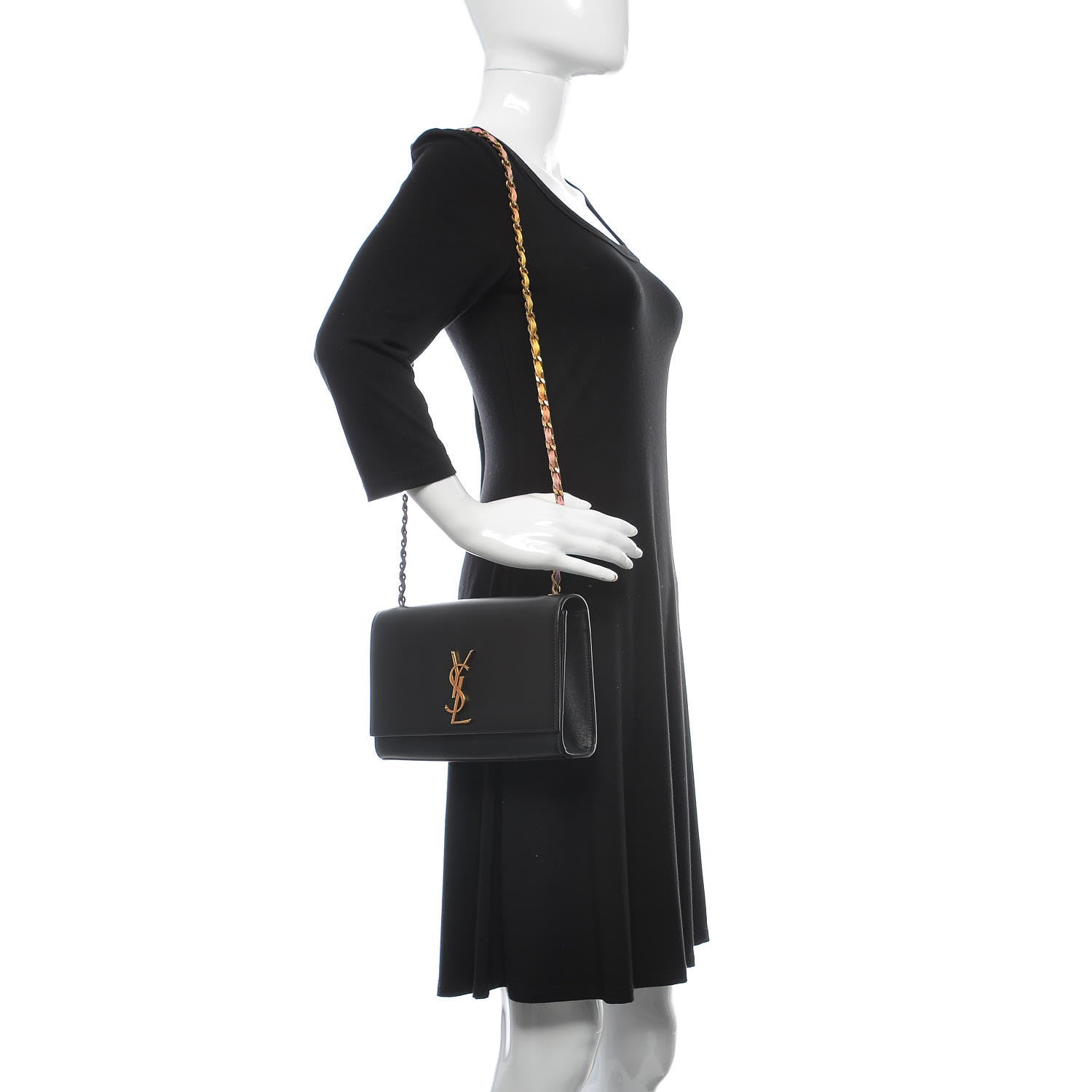 Saint Laurent Calfskin Medium Monogram Kate Satchel Black Multicolor 2 of 10