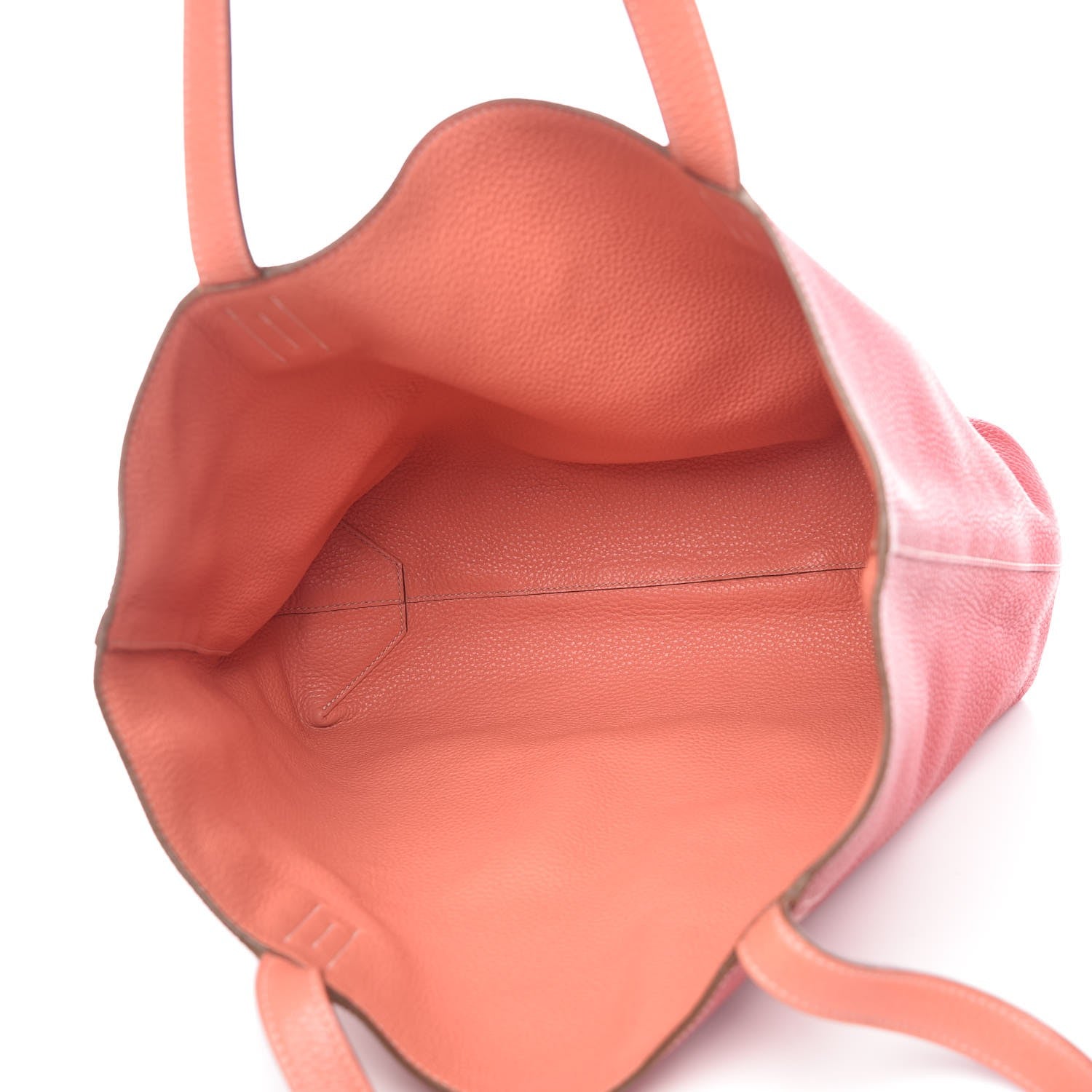 Hermes Taurillon Clemence Double Sens 45 Reversible Tote Rouge Casaque Crevette 8 of 13