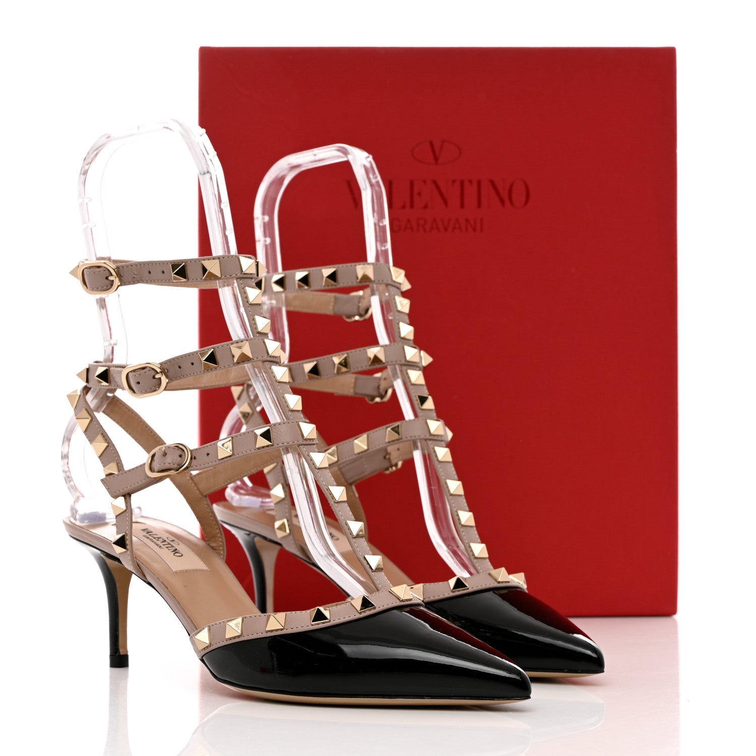 Valentino Garavani Patent Nappa Rockstud Ankle Strap 65mm Pumps 37 Black Poudre 11 of 11