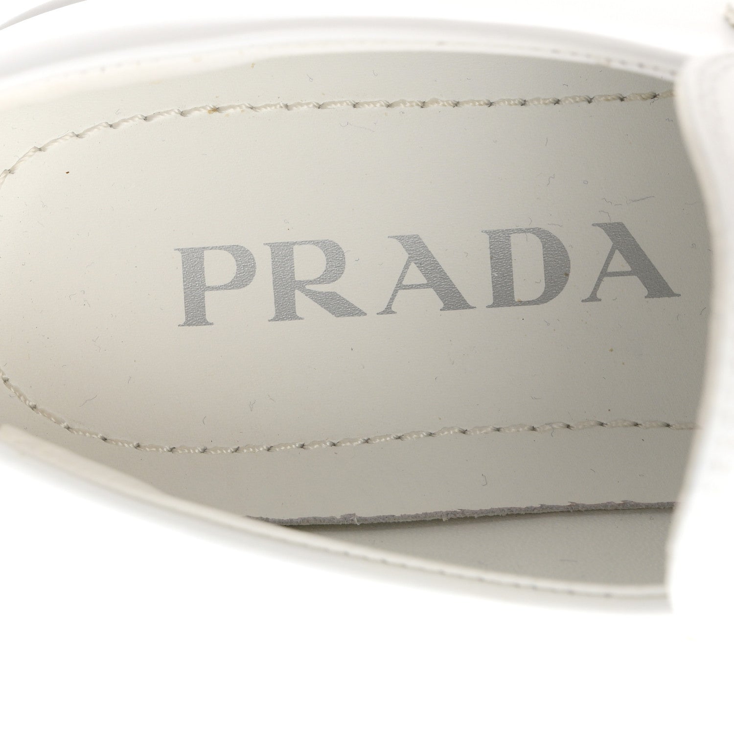 Prada Spazzolato Rois Metal Triangle Logo Monolith 55mm Loafers 36.5 White 8 of 10