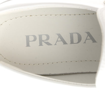 Prada Spazzolato Rois Metal Triangle Logo Monolith 55mm Loafers 36.5 White 8 of 10
