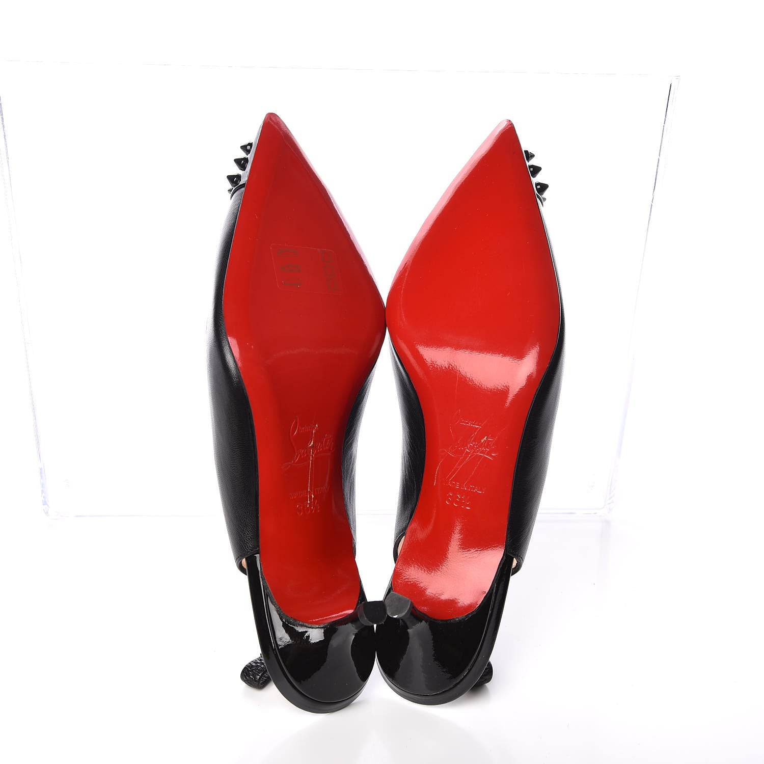 Christian Louboutin Kid Patent Geo Sling 45 Pumps 36.5 Black 5 of 7