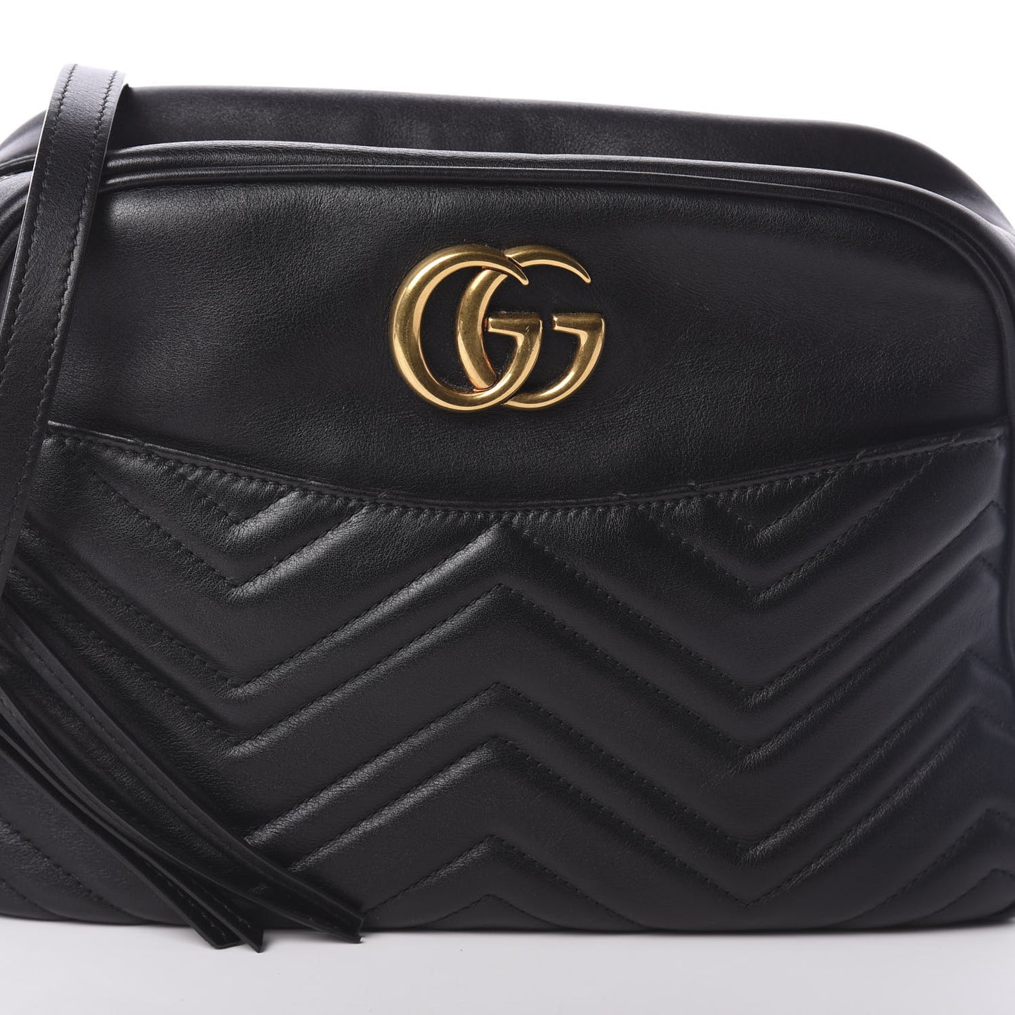 Calfskin Matelasse Medium GG Marmont Chain Shoulder Bag Black